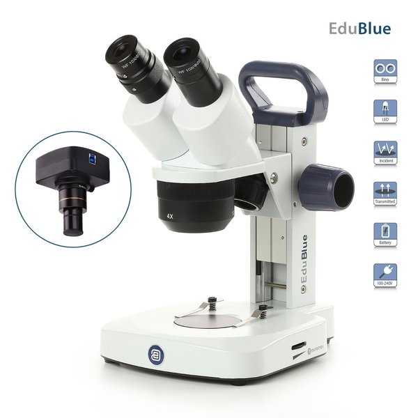 Euromex EduBlue 10X-40X Binocular Portable Stereo Microscope w/ 10MP USB 2 Digital Camera ED1802-S-10M